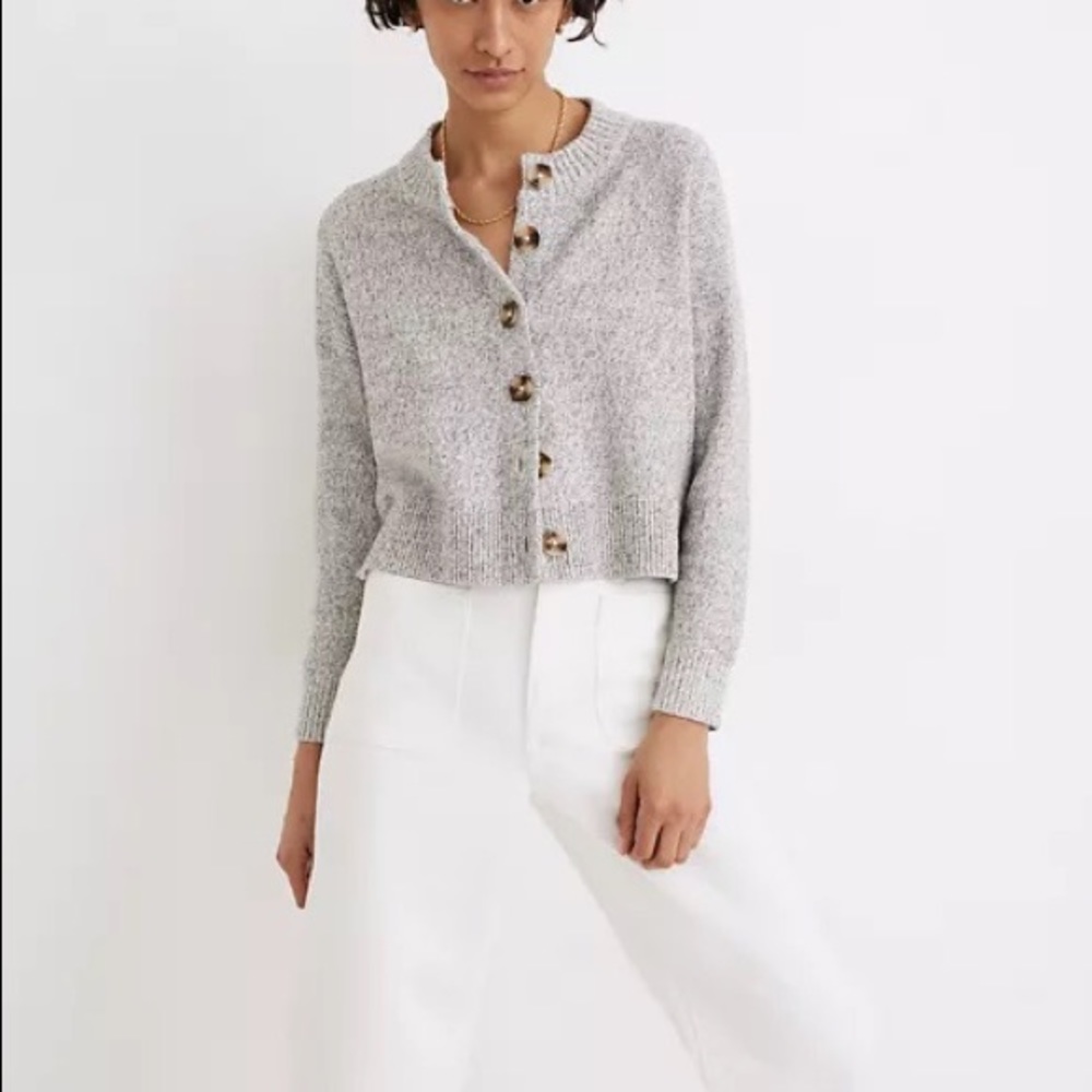 Madewell Broadway Cardigan Sweater XL in Marled Panda